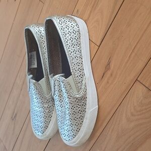 Silver slip on Sperry shoes